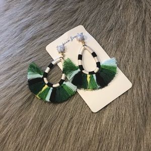 BNWT! Green multicolored tassel earrings!